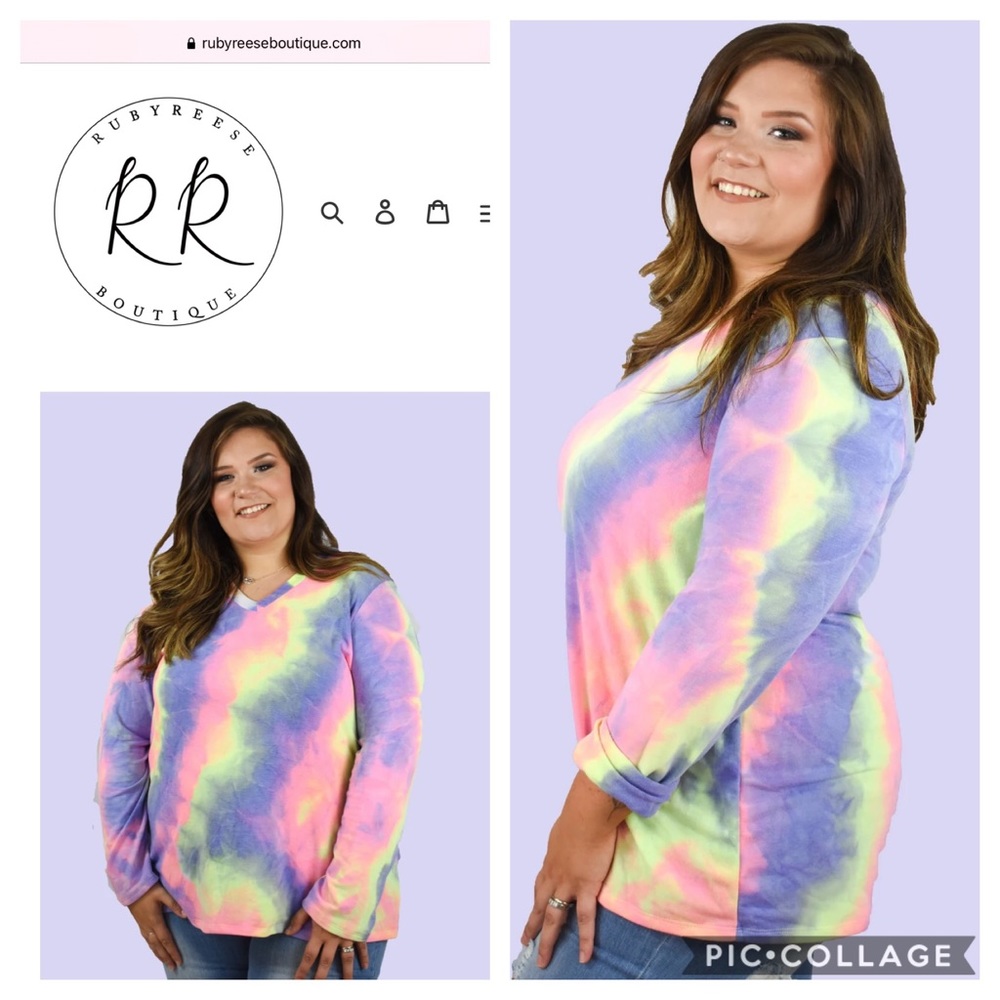 Curvy Tie-Dye Long Sleeve Top